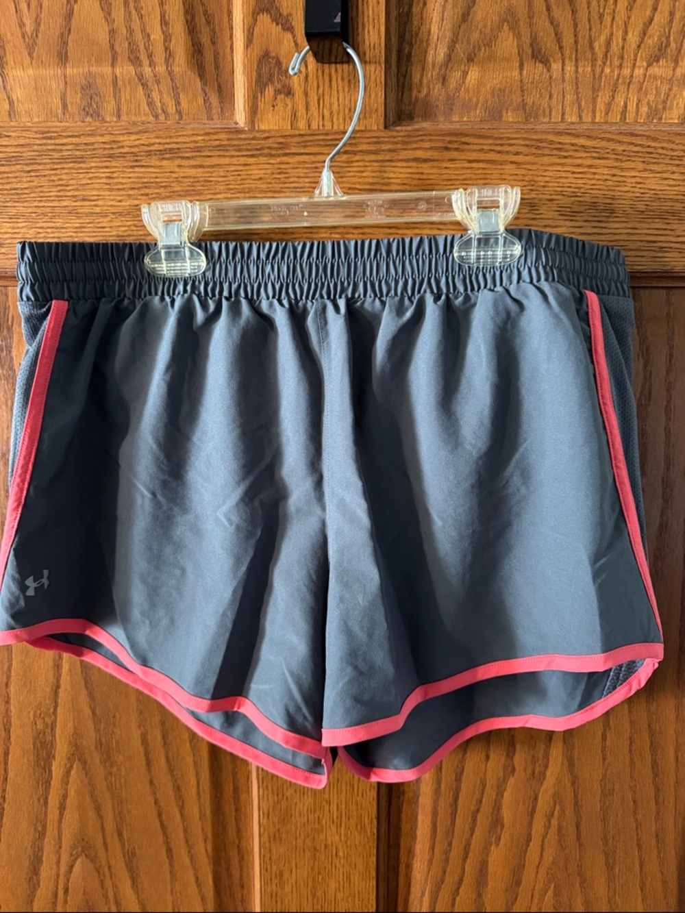 Under Armour Gray Women's Athletic Shorts with Coral Trim